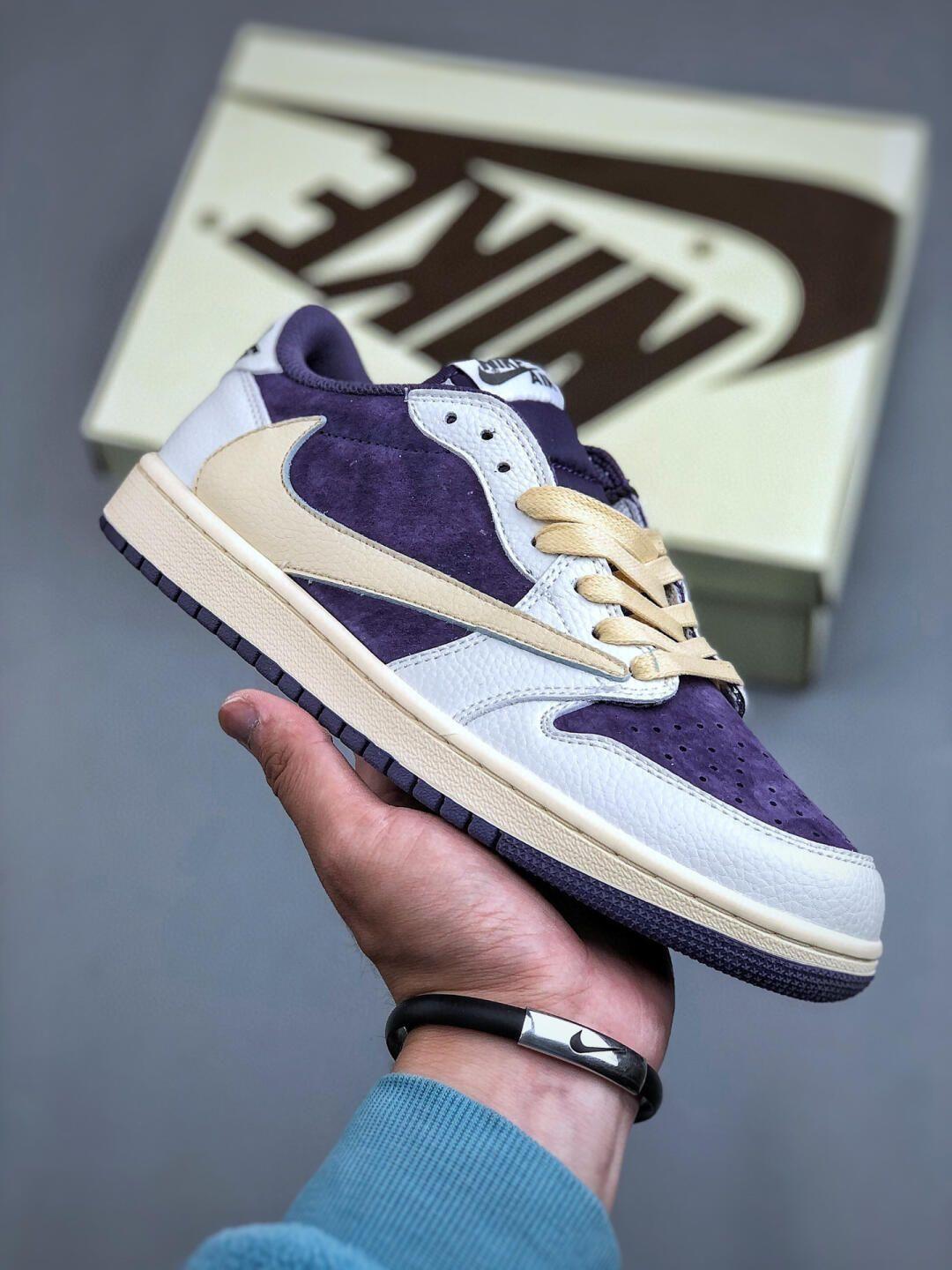 AJ1 乔 1 白米紫 倒钩😎Travis Scott x Fragment Design x A